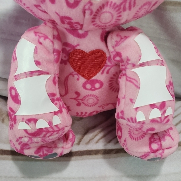 Rare Skelanimals Plush Kit Kat Floral Pattern Stuffed Doll 7 Pink White 7 Inch - Picture 4 of 13